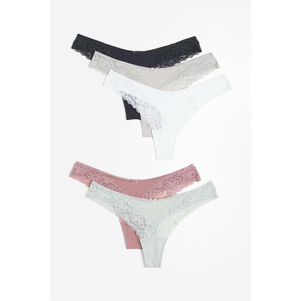

Комплект из 5 кружевных трусиков-стрингов HM, черный, светло-серый, белый 1199761001