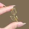 Brooch Hollow Tulip Design Anti-Wear Lapel Pin Sweaters Collars Hats Bags Coats Scarves Badge Versatile Accessory