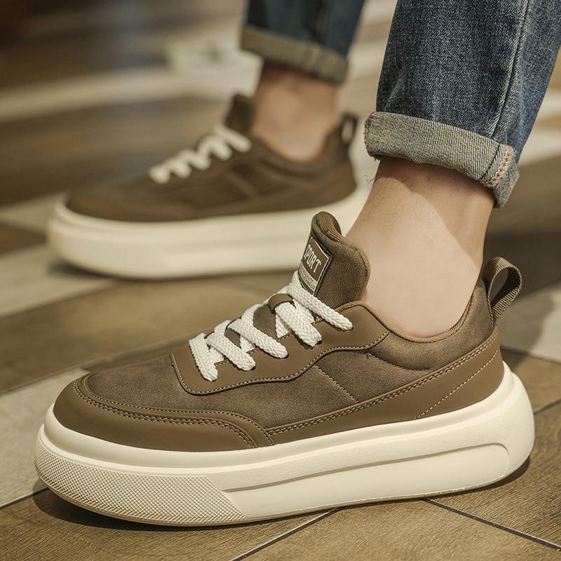 Plush Men's Chunky Skate Shoes Fleece-lined Leather Flat Working Casual Board Shoes Workwear Sneakers Low-Top Fur Skateboarding