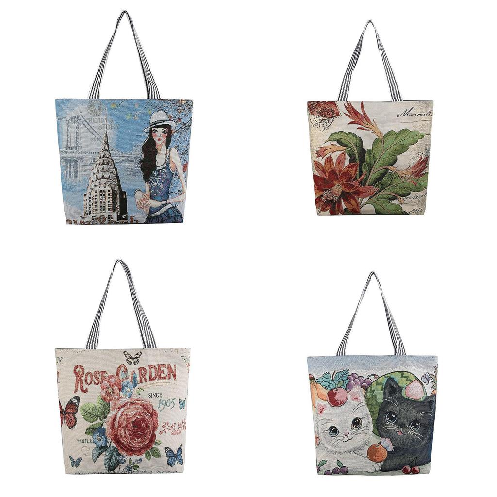 Ethnic Style Canvas Bag For Women With Linen Material And Zip Closure For Casual Daily Use