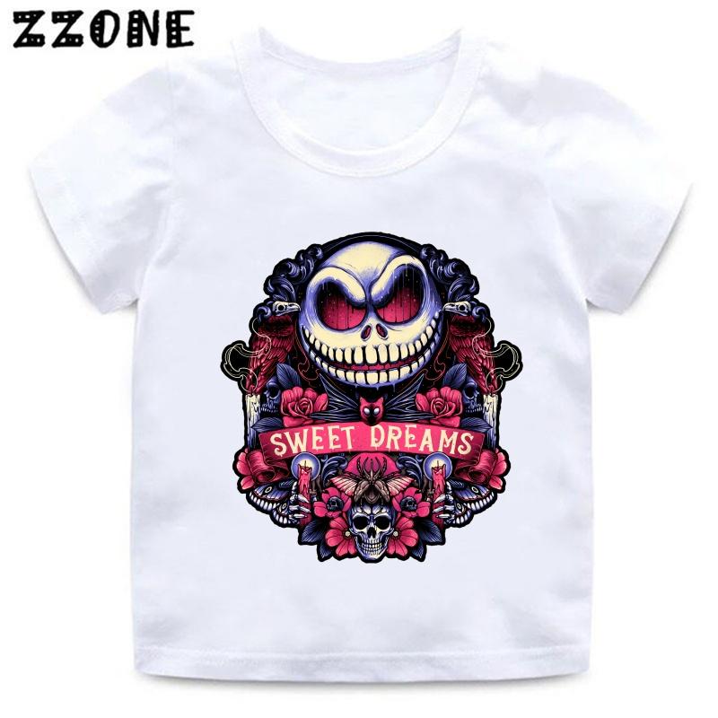 Halloween Town Pumpkin King Jack Skellington Print Kids T-Shirts Funny Girls Clothes Baby Boys T shirt Summer Children Tops