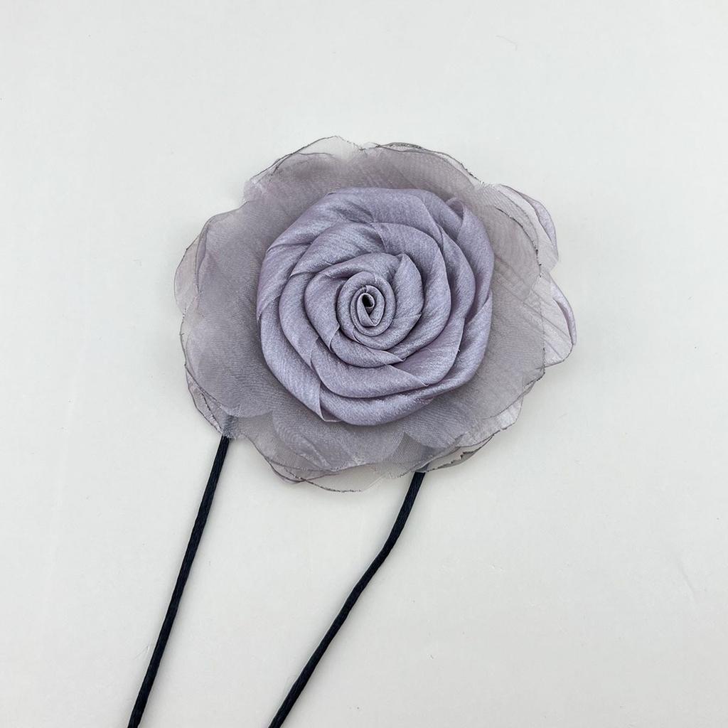 Exquisite Fabric Rose Choker Necklace Delicate Floral Neckband Versatile Neck Jewelry for Parties Birthdays and Weddings