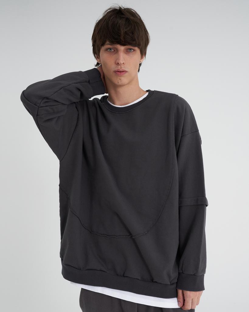 TENER Cut-Out Oversized Sweatshirt Charcoal