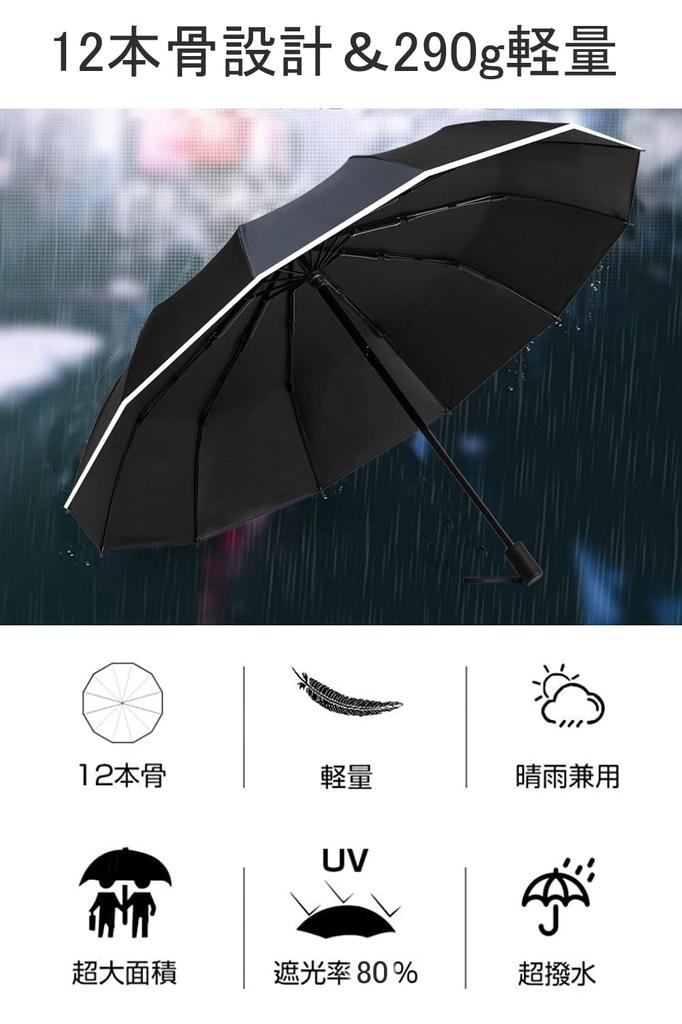 Folding Umbrella with 12 Ribs x 103cm Diameter x Compact and Folding Umbrella with High Water Reflective Durable Fiberglass Rainy Season Typhoon and