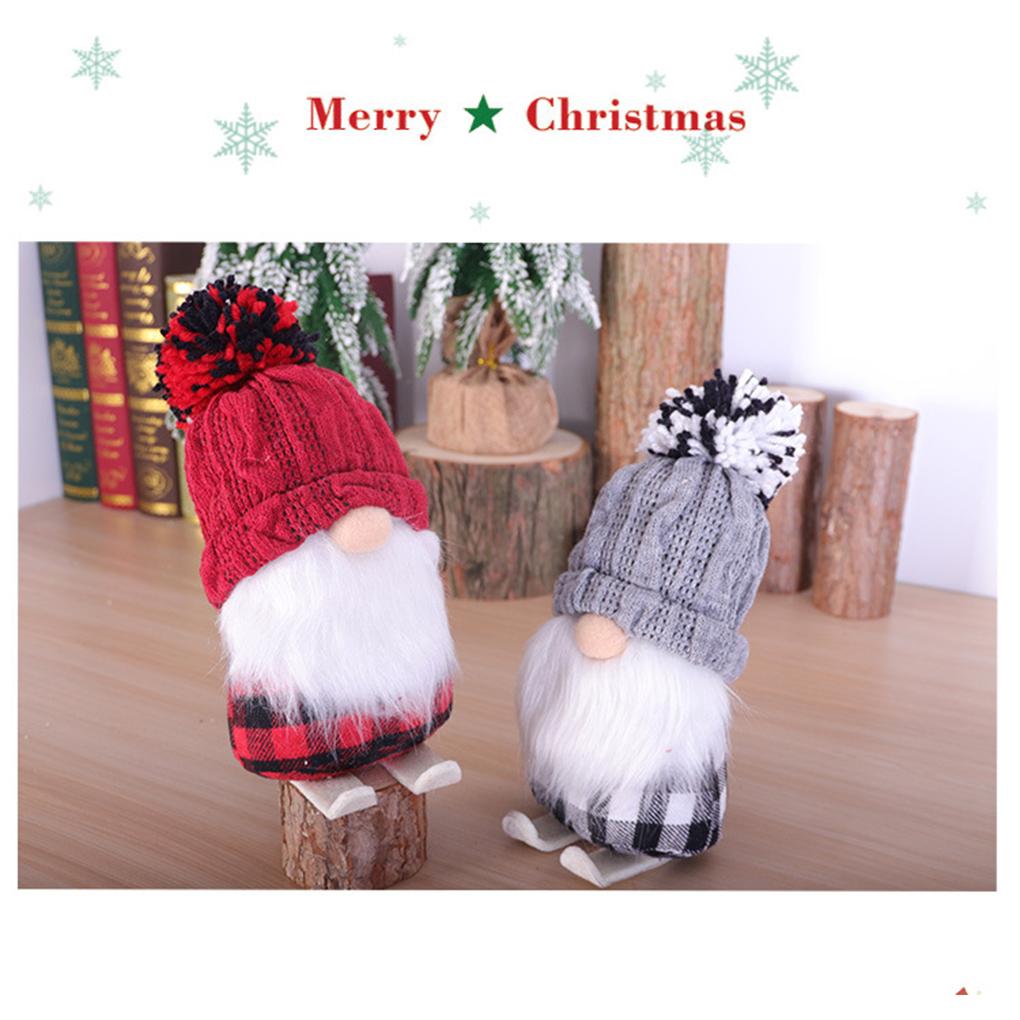 Christmas Gnome Doll Holiday Party Supplies Adorable Bright Color Skiing Faceless Dolls Tabletop Decoration Scene Layout Prop