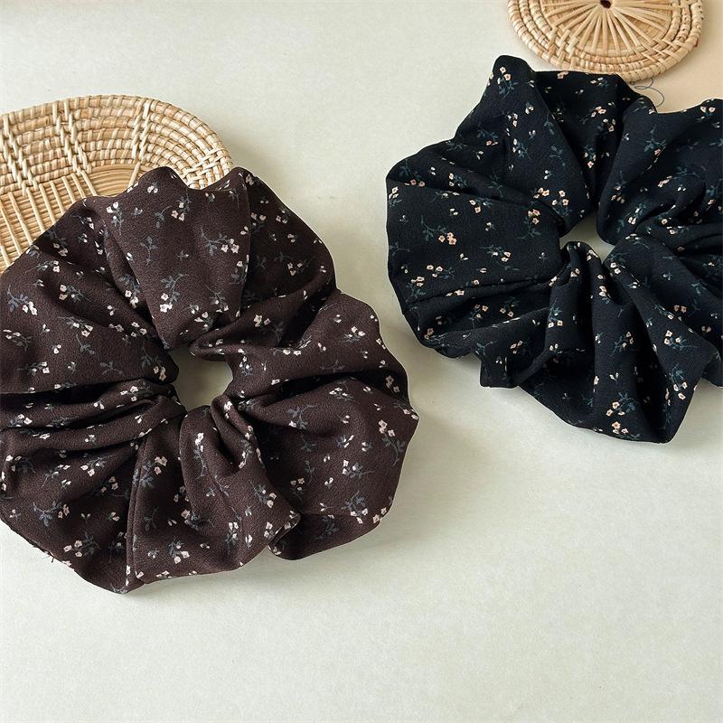 Francouzské módní kostkované květinové scrunchies do vlasů stuhou francouzský dívčí gumičky do culíku vlasový doplněk všestranné černé gumičky do vlasů