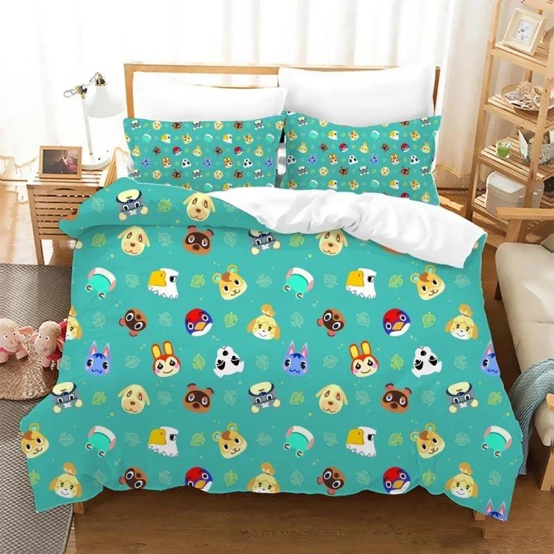 Cartoon Duvet Cover Pillowcase Animal Crossing Bedding Set Boys Girls Bedroom Decoration kids Gift Single Double King Size