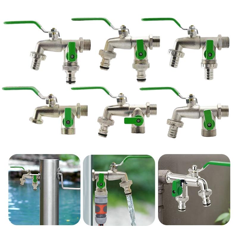 

IBC Tank Tap Adapter Double Outlet Faucet Garden Hose Quick Connect Zinc Alloy Water Nozzle Valve with Double Nipple Connector
