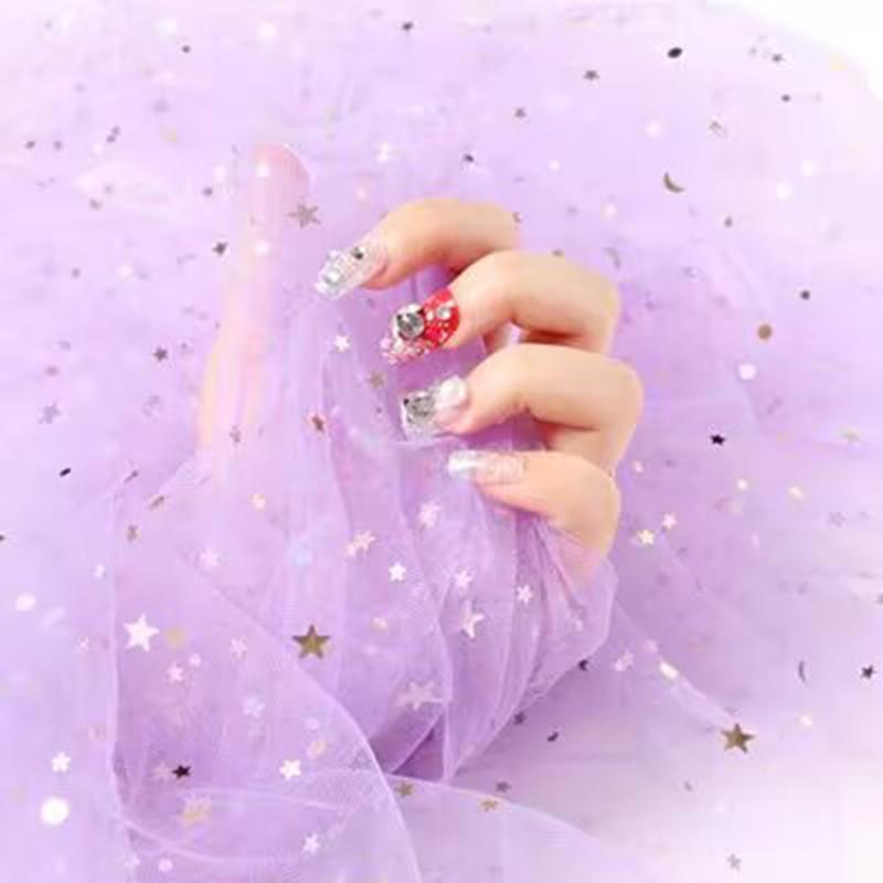 Glitter Tulle Mesh Fabric Gold Sequins Sheer Star Gauze Party Dress Material Nail Pography Background Bridal Wedding Shoulder
