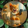 Funny Cat Toilet Bathroom Metal Sign Humor Wall Art Home Decor