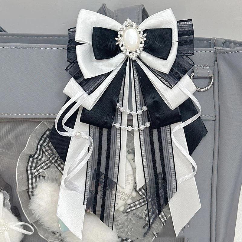 Anime DIY Itabag Double Layer Bow Ribbon Pendant Lolita Handbag Soft Durable Bag for School Travel Cosplay