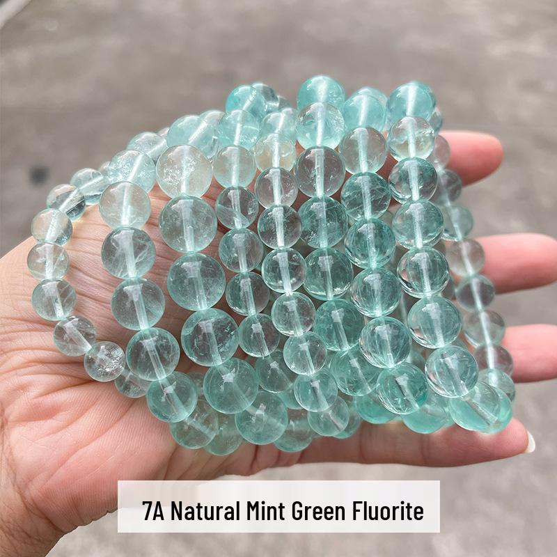 Jingde 8A Natural Green Fluorite Crystal Beaded Women's Bracelet