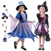 Girls Halloween Cosplay Witch Costume With Hat Magic Wand Candy Bag Kids Children Dress Girl Performance Clothes