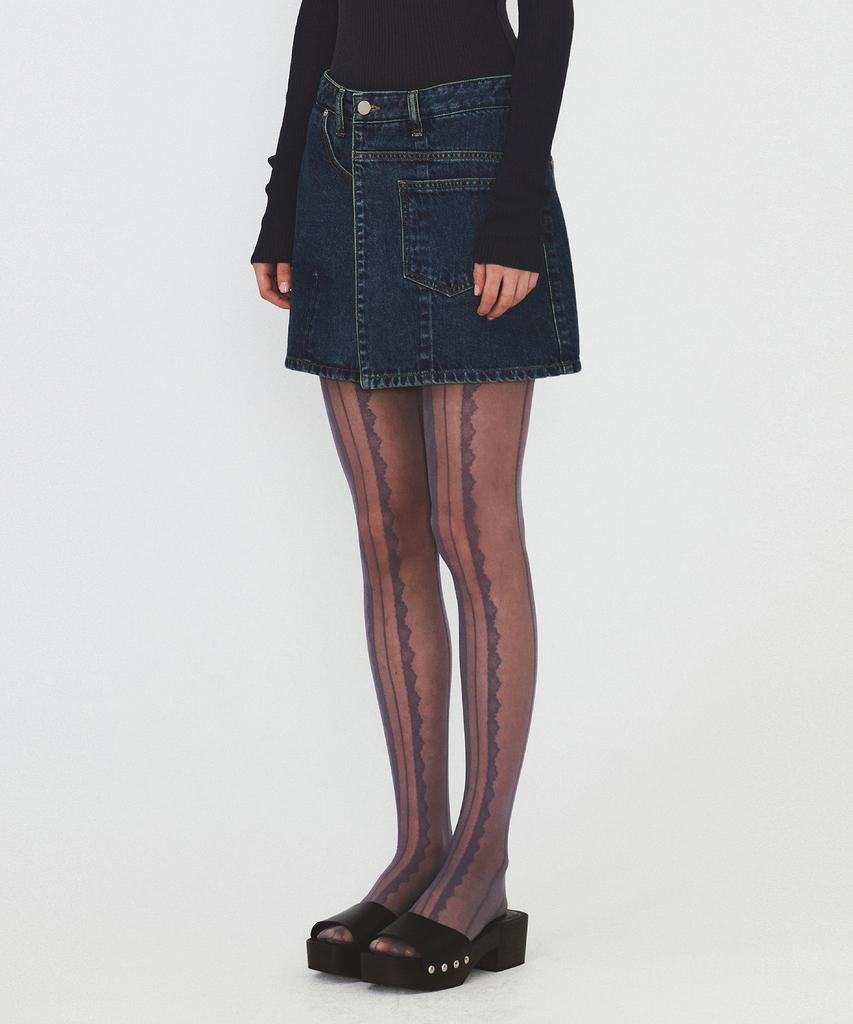 Daiaegeuneol Wrap Denim Mini Skirt (Blue)