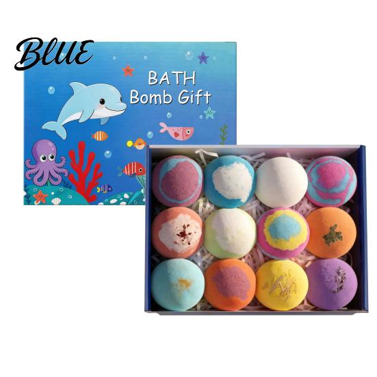 Salt Bath Ball 12Pcs Bombs Set with Toy Fizzy Spa for Kids Adults Moisturizing Skin-Softening Portable Travel Relaxation Kit Beach Pool Home