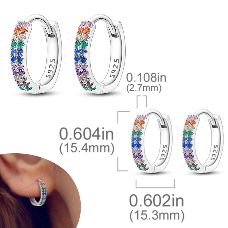 Original 925 Silver Hoops Earrings Zircon Pave Colourful Hoop Earrings For Women Fashion Jewelry Gift