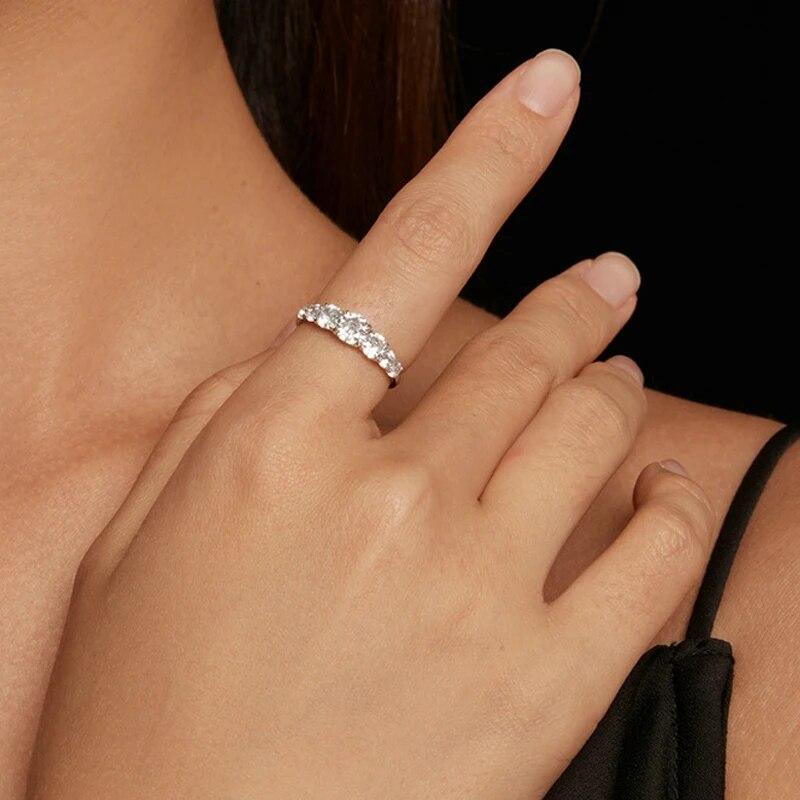 1.42cttw D VVS Moissanite Engagement Rings for Women 7 Gem Sparkling Lab Diamond Wedding Band with Certificate 925 Silver