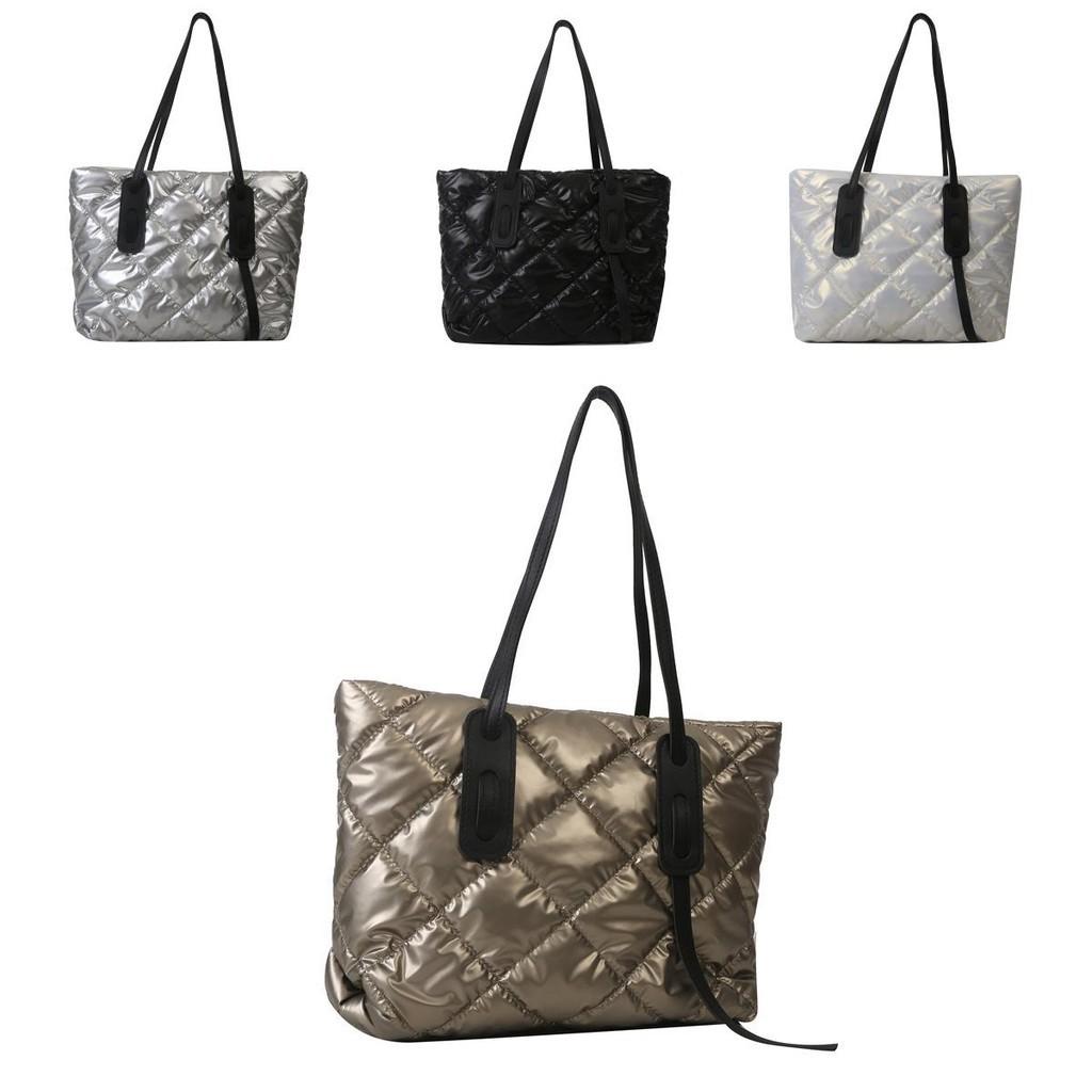 Chic Large Capacity Quilted Cotton Tote Bag For Women Trendy Street Style
