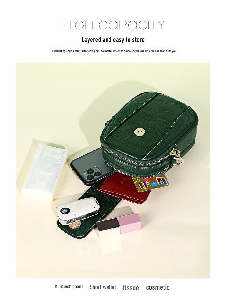 Women's Trendy Genuine Leather Crossbody Phone Handbag - Winter 2025 Collection