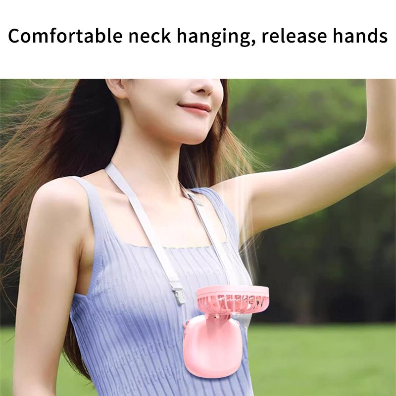 Mini Folding Hanging Neck Fan Foldable Hand-Held Fan Mini Folding Personal Fan, 3 Speeds Usb Charging For Travel Cooling Tool