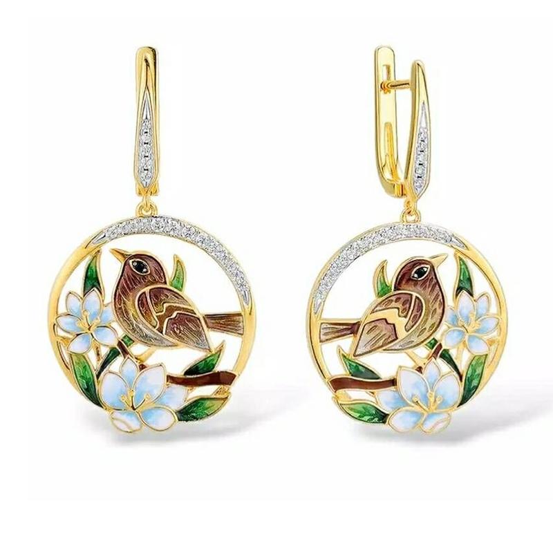 HUAMI Blume Fee Süße Ohrstecker für Damen Mode Jubiläumsparty Zirkon Weihnachts Schmuck Geschenk Hochzeit Trendige Ohrringe