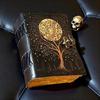 Tree of Life Book of Shadows, Moon Tree Leather Grimoire, Wiccan Pagan Witchcraft Journal, Celestial Spellbook with Deckle Paper