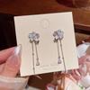 Light Luxury Long Tassel Flower Earrings for Women Japanese and Korean Style Niche High-End Dangle Earrings Jewelry Accessories