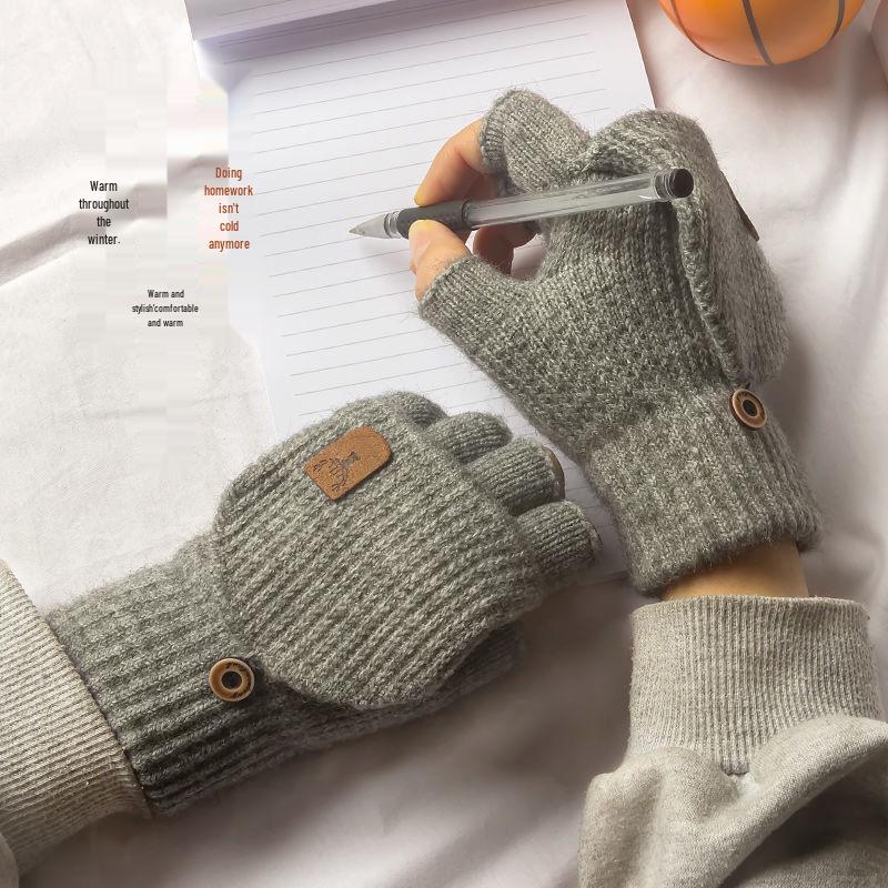 Unisex Winter Jacquard Knit Flip-Top Fingerless Gloves - Thick, Warm & In Stock
