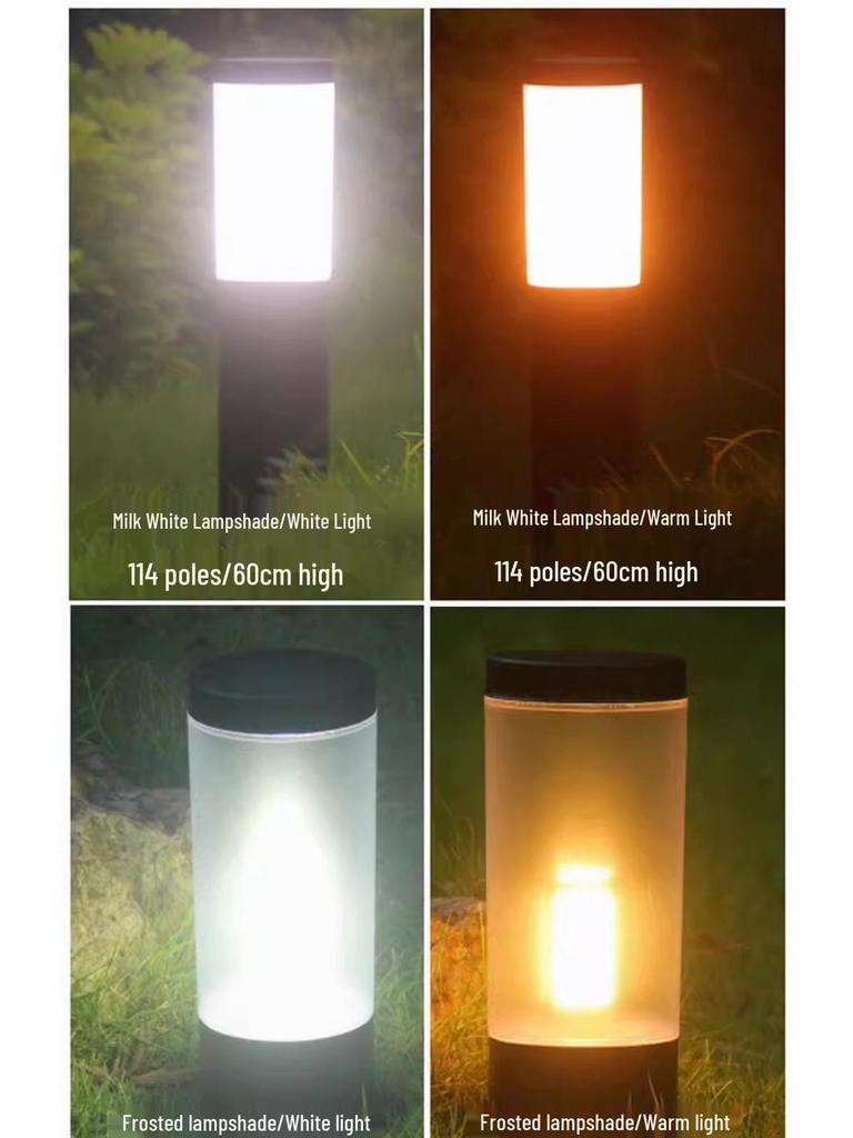 Stainless Steel LED Garden Lights - Waterproof Outdoor Cylindrical Ground Lights for Villas and Courtyards.