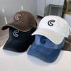 Style C Letter Print Embroidery Baseball Cap Washed Denim Snapback Hat Adjustable Peaked Hats For Women Men Sunscreen Cap Latest Korean Style