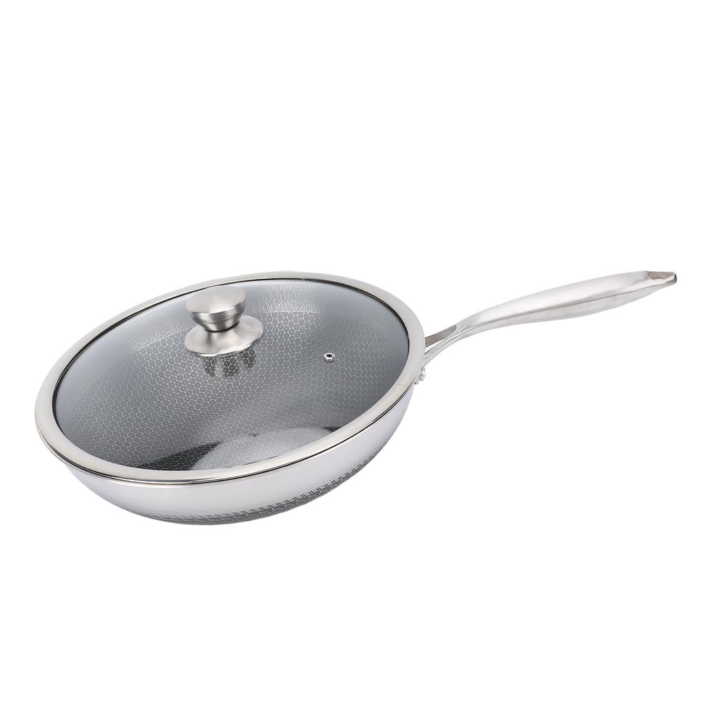 Frying Pan 316 Stainless Steel Compound Pot Bottom Anti Stick Double Sided Honeycomb Universal