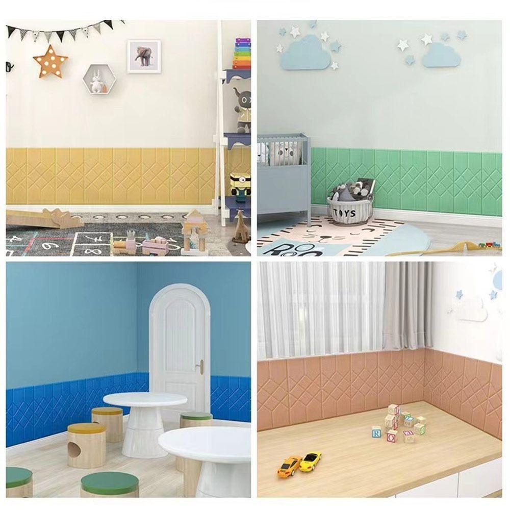 Tatami 3D Wall Stickers Anti-collision Rectangular Wallpaper Self-adhesive Waterproof Living Room Wall Mat