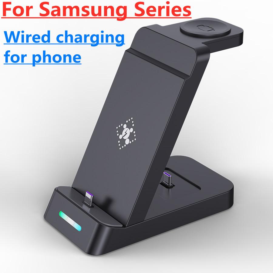 30W 3 In 1 Wireless Charger Stand Type C Fast Charging Dock Station For iPhone 15 Samsung S22 S21 Samsung Watch 6 5 4 Earbuds