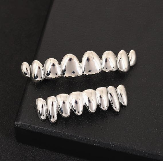 DIY Glossy Teeth Grillz Hip Hop Gold Gradient Color Colorful Top Bottom Tooth Caps For Women Men Jewelry Halloween Cosplay Gift