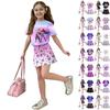 Lässiges Kurzarm-Oberteil und Rock Set für Mädchen Leichter atmungsaktiver Stoff Bequeme Passform Sommer-Outfit