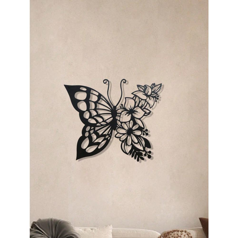 1pc Metal Butterfly Flower Wall Art Decor Iron Hanging Home Living Room Dining Room Bedroom Bathroom Decoration