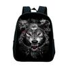 Animal Wolf Pattern Printed Backpack for Primary and Secondary School Students, Large Capacity Backpack