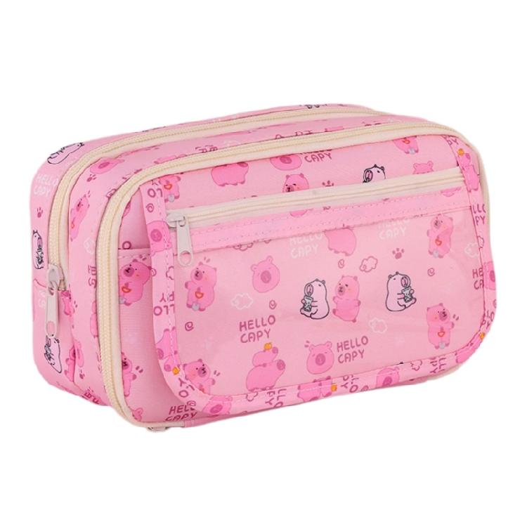 

High Capacity Pencil Case Pen Holder Bag Multiple Compartments Pen Pouches Zippered Pencil Case for Student Women Girl розовый