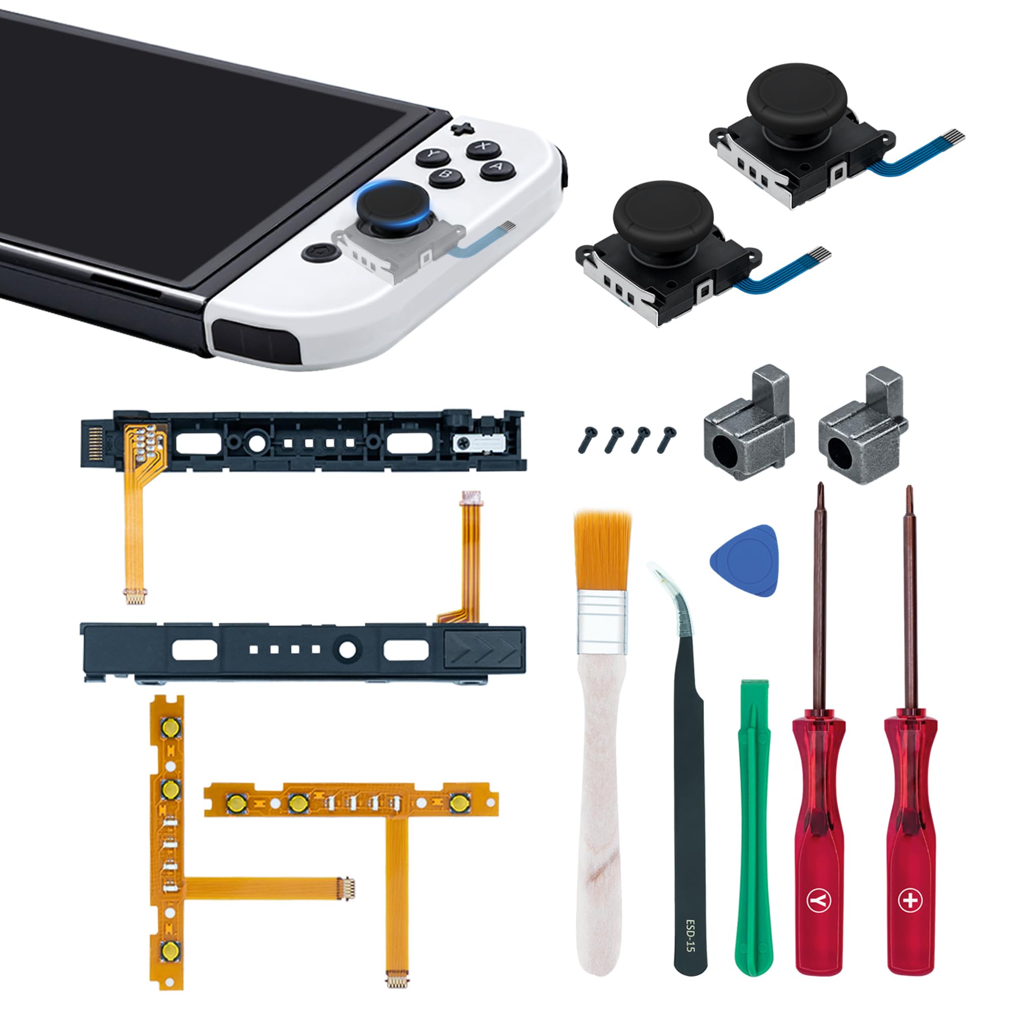 

Mcbazel NS Switch Compatible Repair Parts Set Compatible with Organic EL Model Repair Parts Controller Replacement Parts 2 Sensors 2 Light Cable