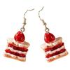 Sweet Strawberry Cake Earrings Food Shaped Drop Earring Stylish Ear Pendants for Women Girls Fashionable Ears Jewelry
