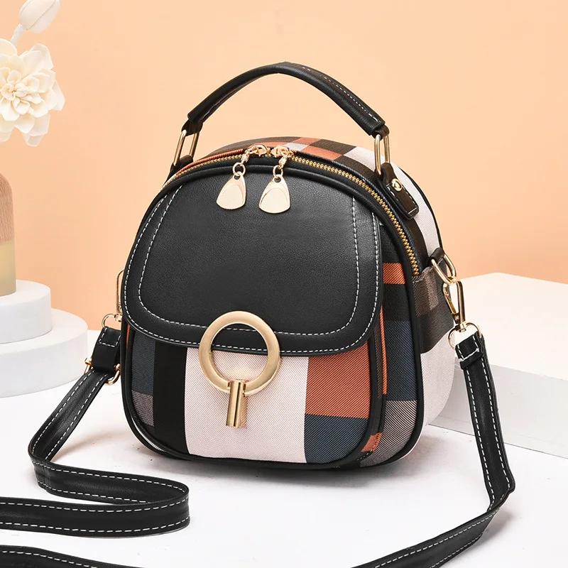 Women's Bag New One-shoulder Portable Double-shoulder Fashi Trend Plaid Backpack Luxury Handbags Women Bags Designer