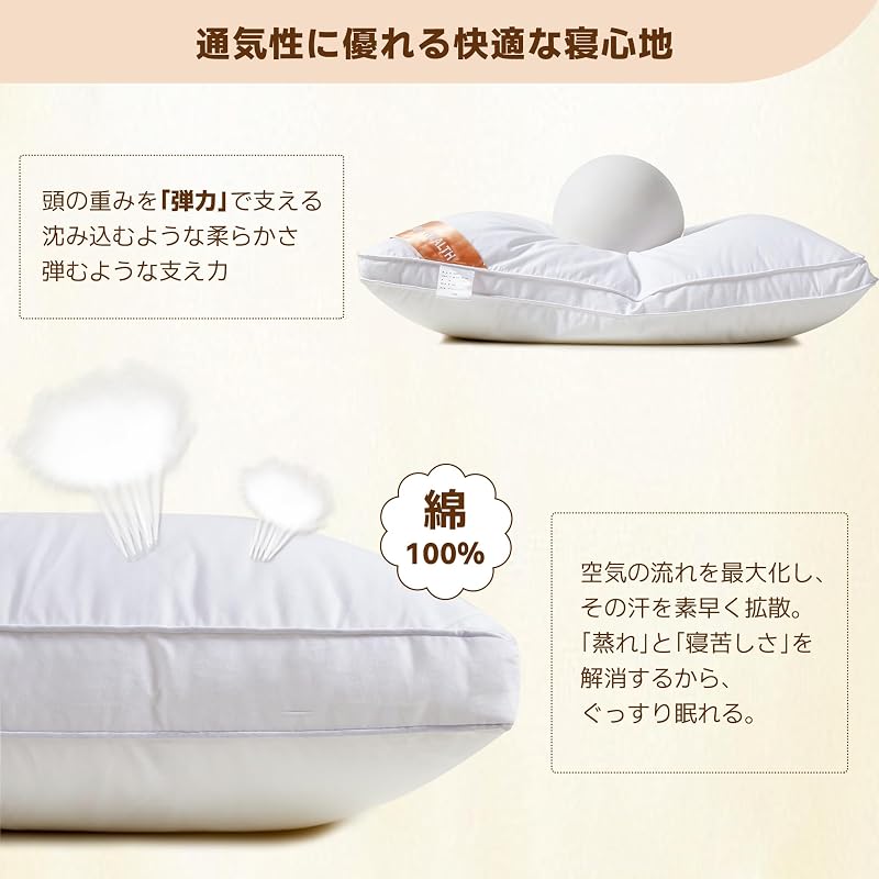 AYO Hotel-Style High-Rebound Pillow, Suitable for Side Sleepers, Machine Washable, 3D Structure, 43x63cm, White (Length 63cm * Width 43cm * Height