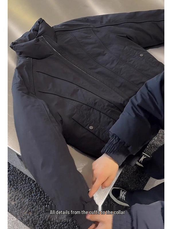 Men's Retro Stand Collar Winter Cotton Jacket - Thick Padded Coat