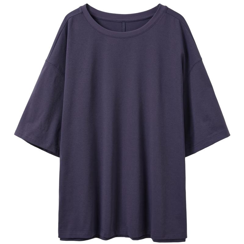 Sancai Women s Casual Loose Fit Round Neck Mid-Sleeve T-Shirt M