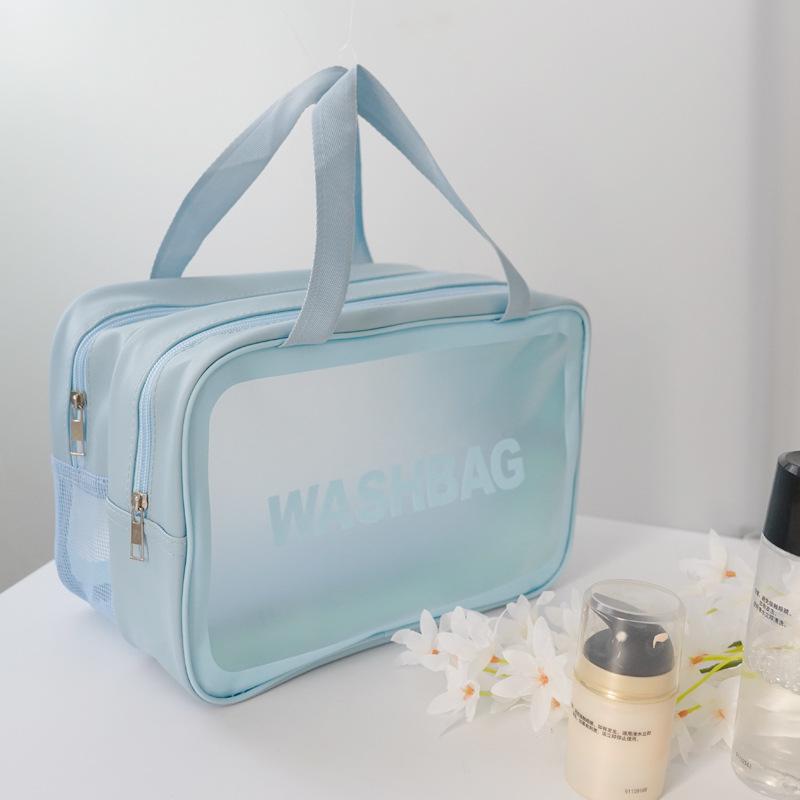 Large Capacity Waterproof PVC Makeup Bag - Portable, Transparent Travel Toiletry Organizer
