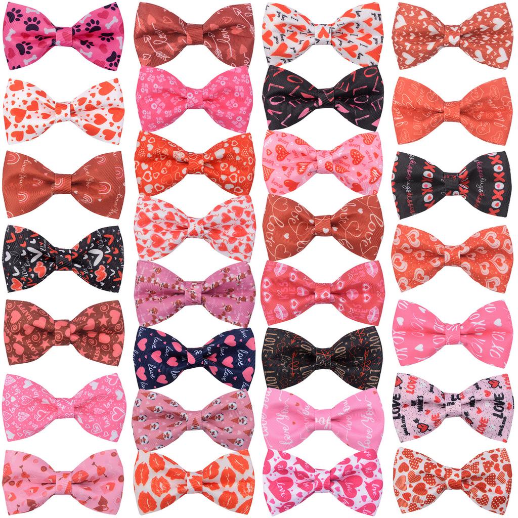 50/100pcs Valentine's Day Dog Bowties Removable Love Dog Bow Ties Dog Collar Accessories For Dogs Dog Neckties Supplies