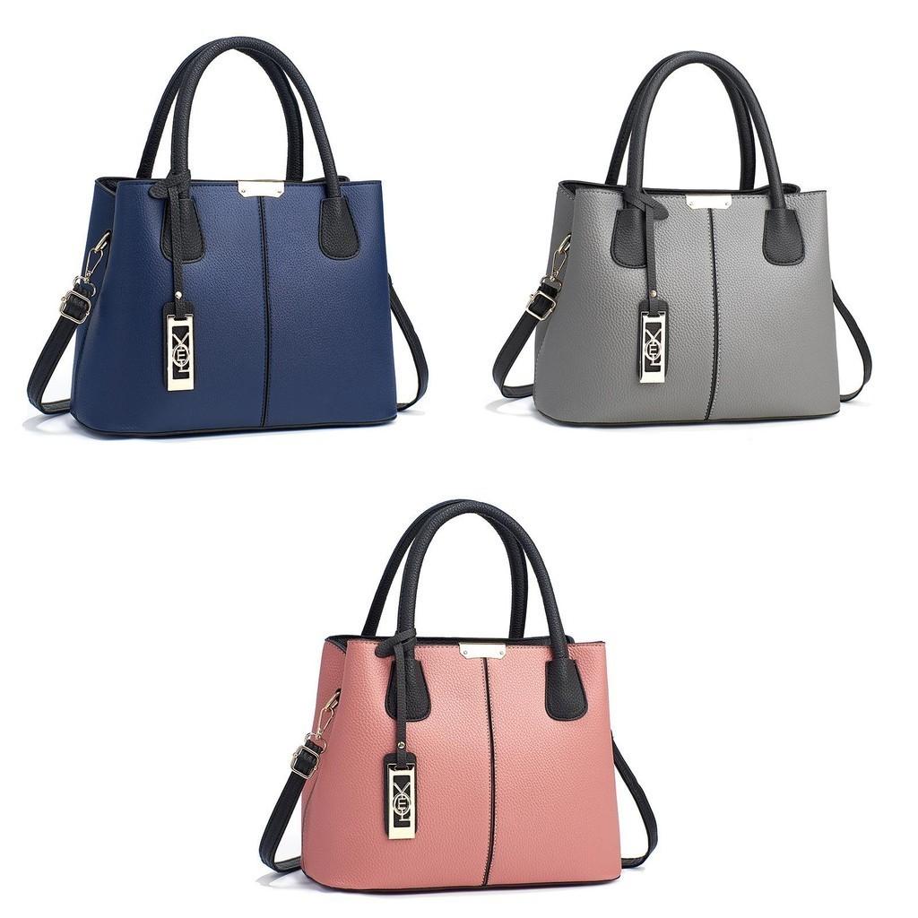 2023 Stylish Color Block Handbag Large Capacity Casual Shoulder Bag Cross-border Trendy Pu