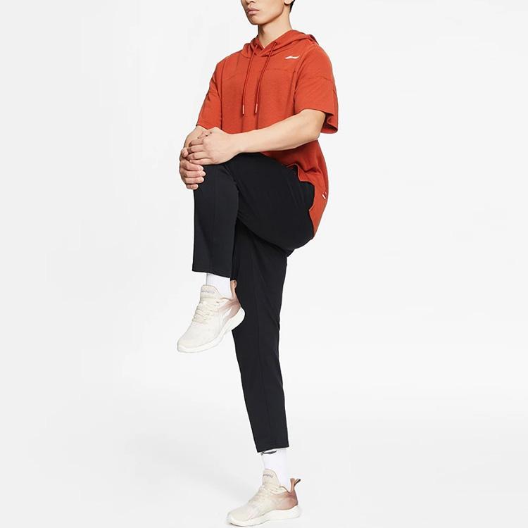 Li Ning SS22 Fitness Series Solid Color Elastic Waist Straight Leg Knitted Sports Pants Men Pants Black AKLS349-1