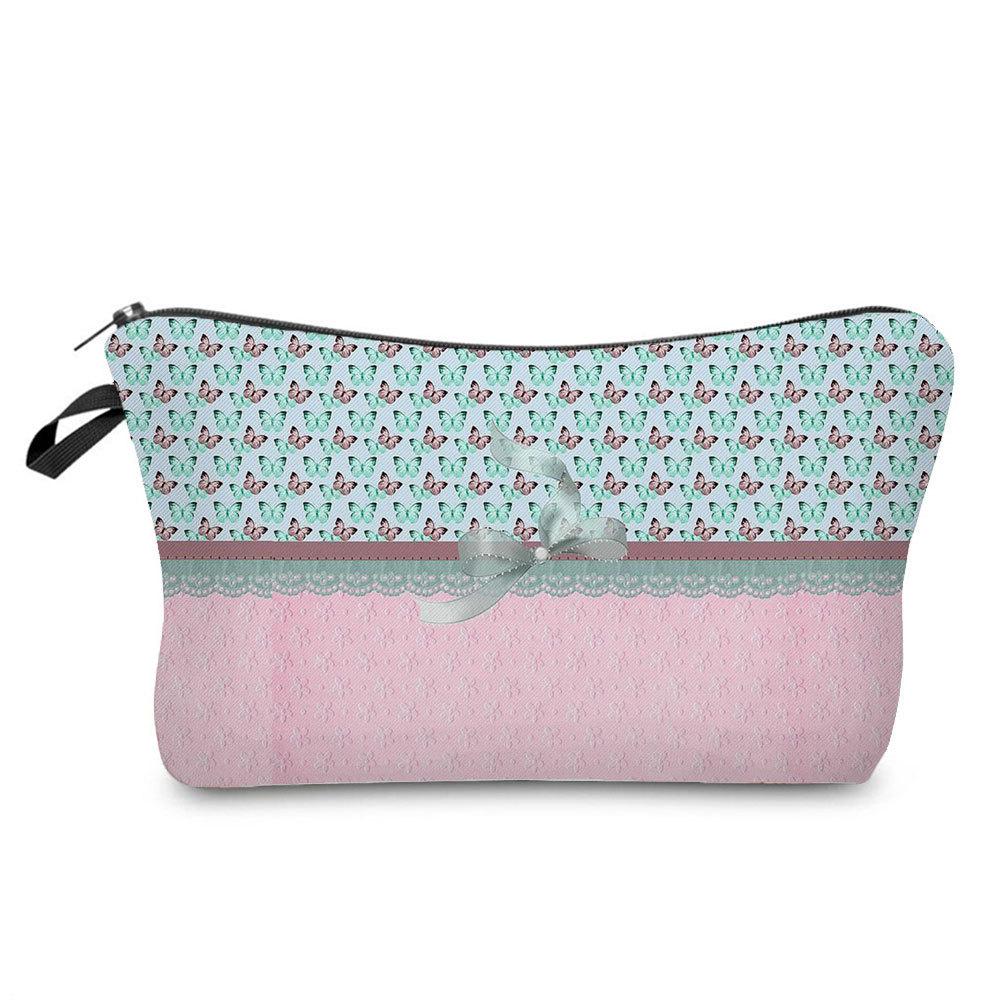 

Women Bow Print Cosmetic Bag Toiletries Organize Travel Storage Case 6786 KTB