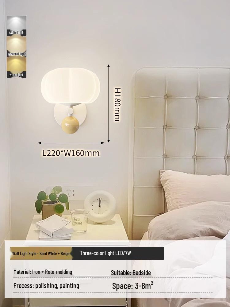 Cream Pumpkin Style Wall Lamp - Warm & Romantic Lighting for Bedroom, Living Room, or Aisle
